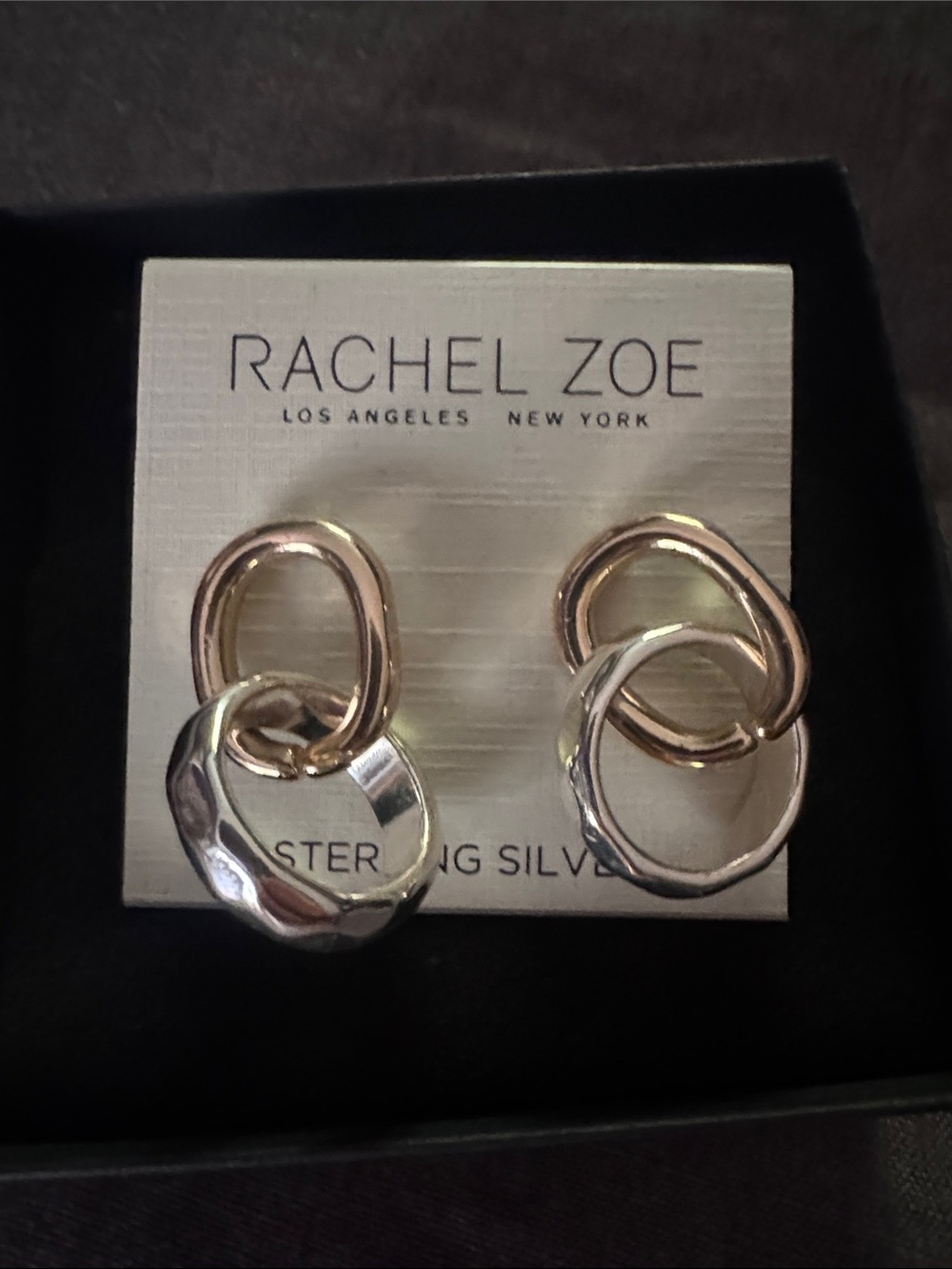 Rachel Zoe Two-Tone Linked Hoop Earrings in Gold and Silver